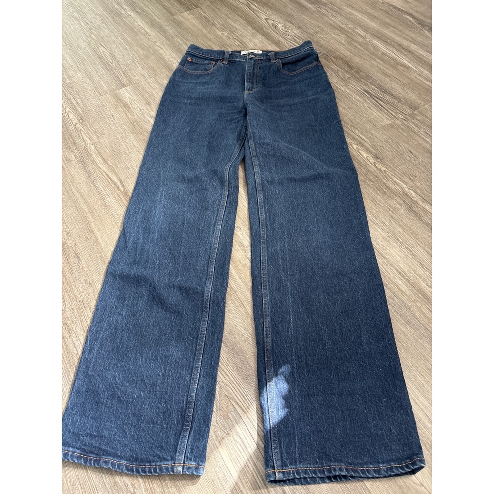 Abercrombie & Fitch relaxed Wide Leg Jeans Dark Wash Indigo High Rise Denim